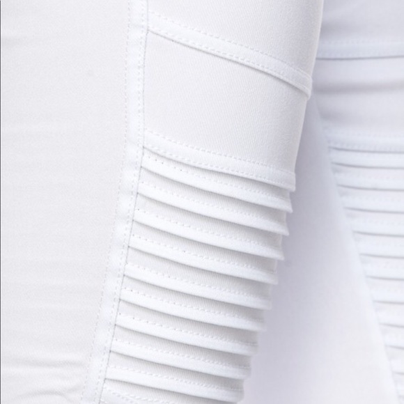 white moto pants skinny jeggings highwaist stretch - Picture 6 of 6